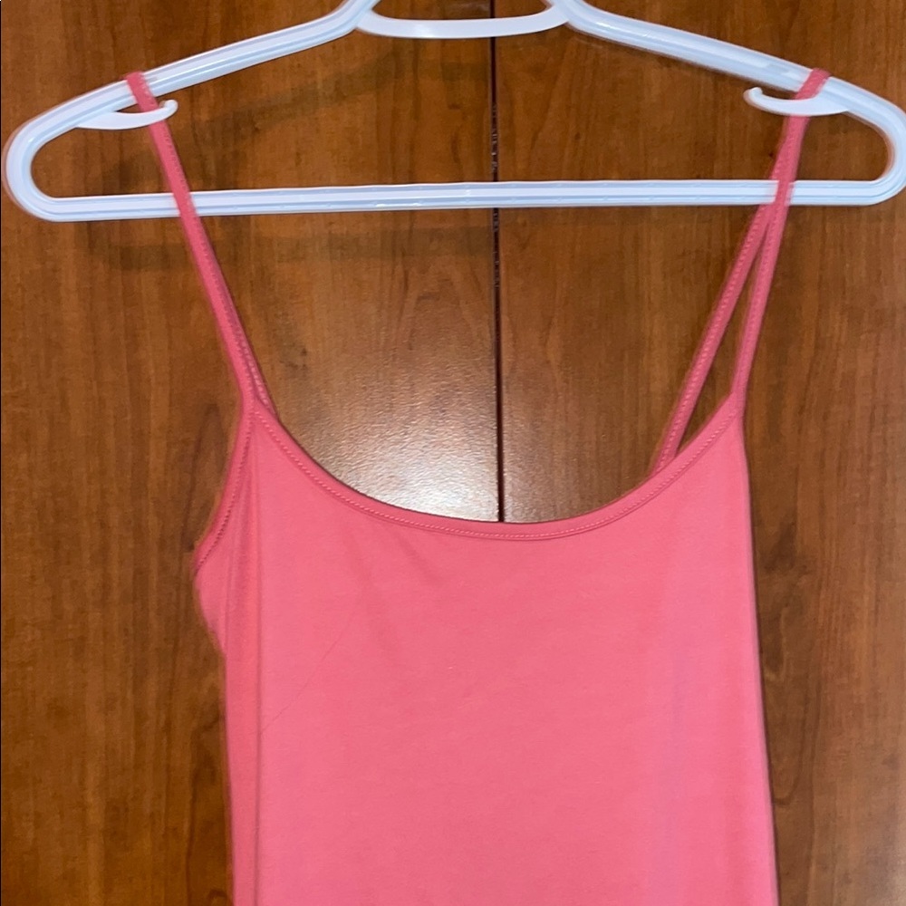 Pink Spaghetti Strap Long Flowy Dress With Pockets!